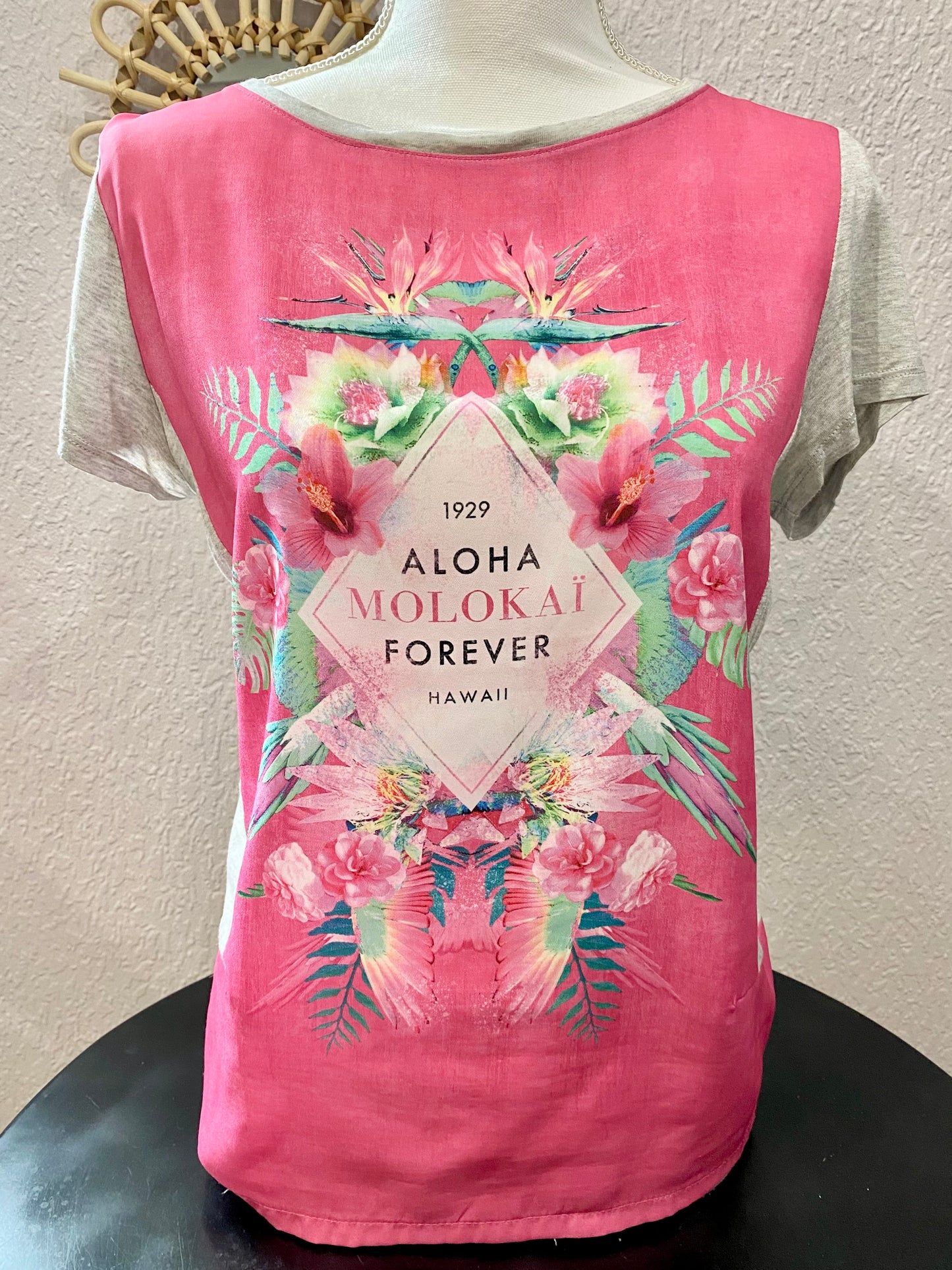 T-SHIRT imprimé bi-matière